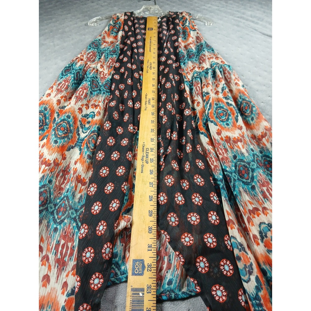 Exhilaration. Boho Open Front Vest Ikat Floral. Casual Layering Resort/Beach - Picture 4 of 6